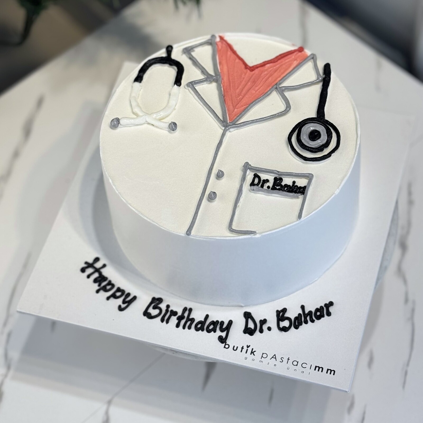 14 Mart Tıp Bayramı Doktor Pastası (Çizimli Pasta)