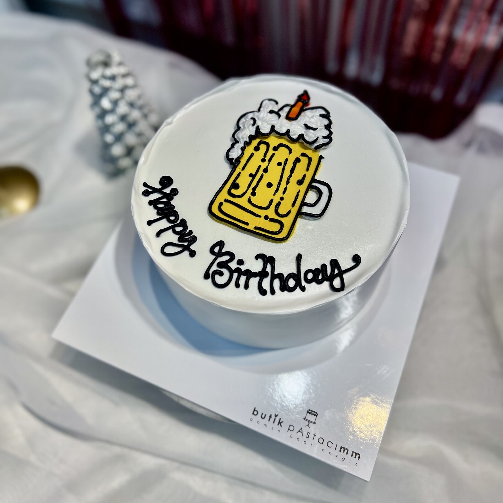 Çizimli Yazılı Pasta