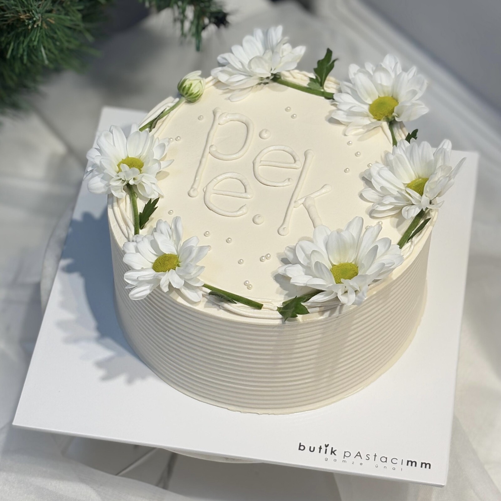 Papatyalı Yazılı Pasta