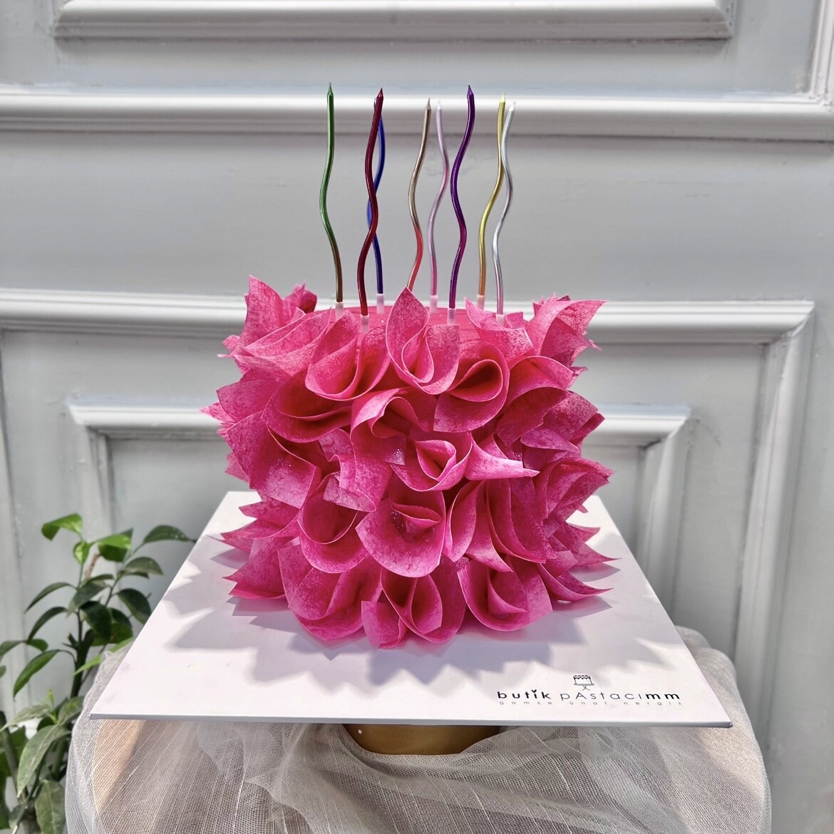 Pembe Wafer Paper Dizaynlı Pasta