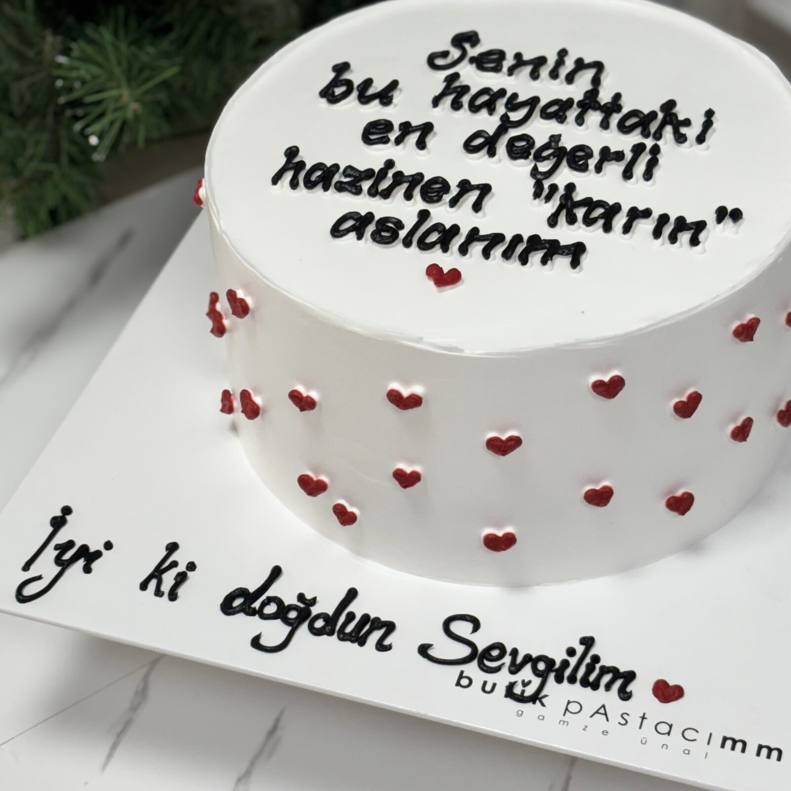 Senin En Değerli Hazinen Karın Aslanım Yazılı Pasta