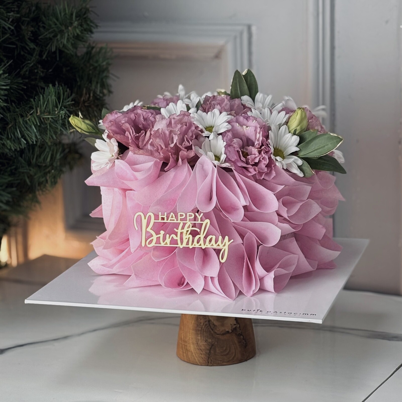 Wafer Paper Çiçekli Pasta