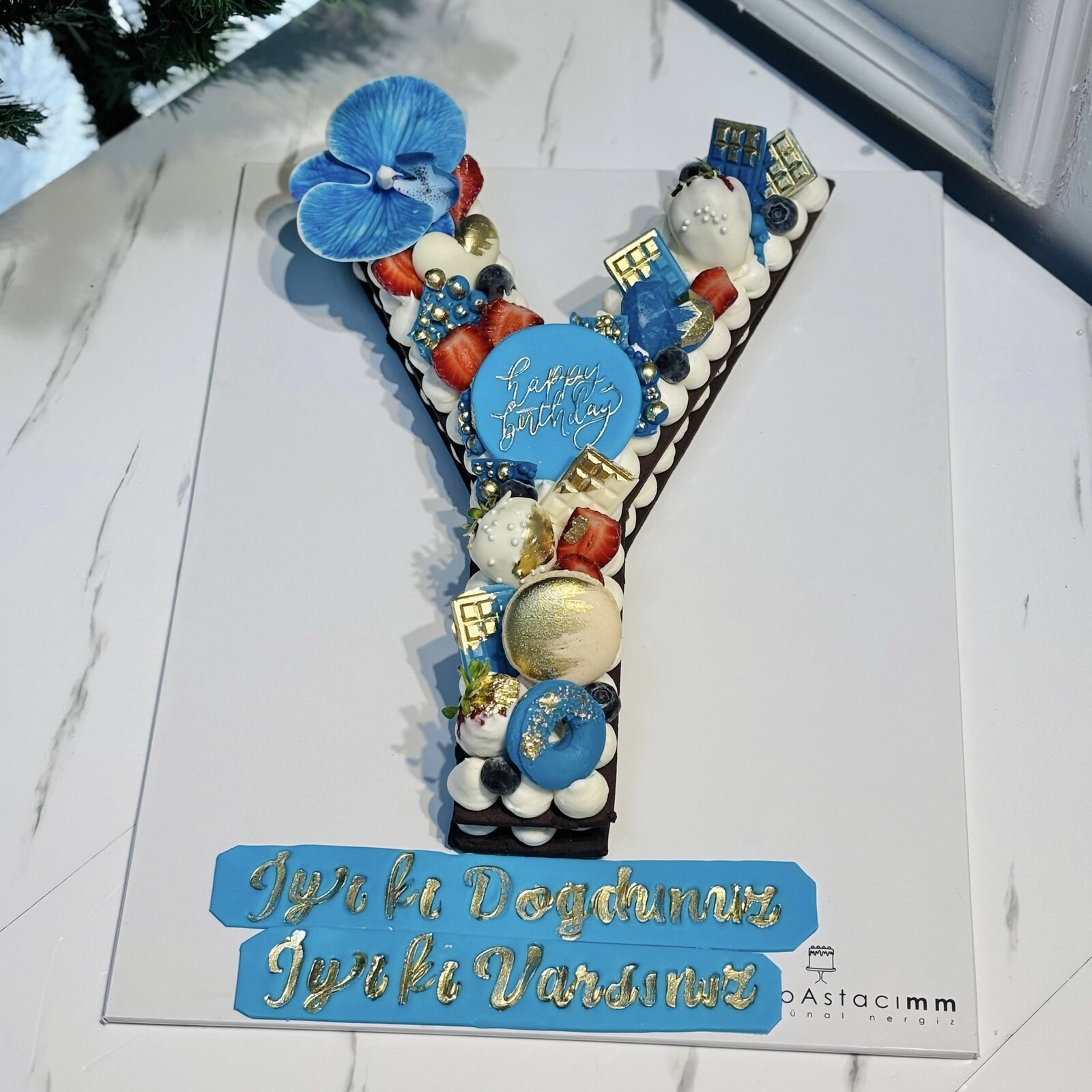 Y Harf Kurabiye Pasta (Mavi)