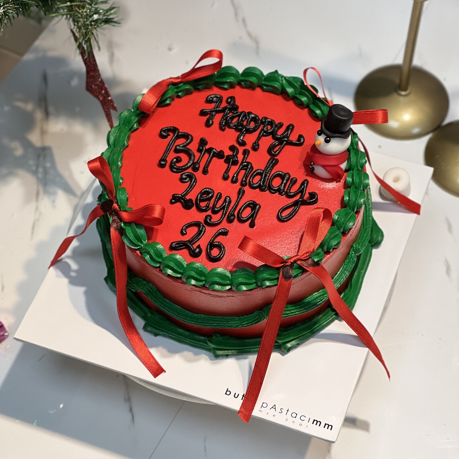 Yeni Yıl Temalı Yazılı Pasta