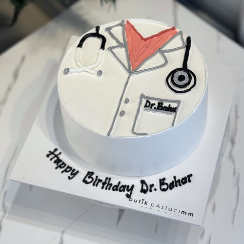 14 Mart Tıp Bayramı Doktor Pastası (Çizimli Pasta)