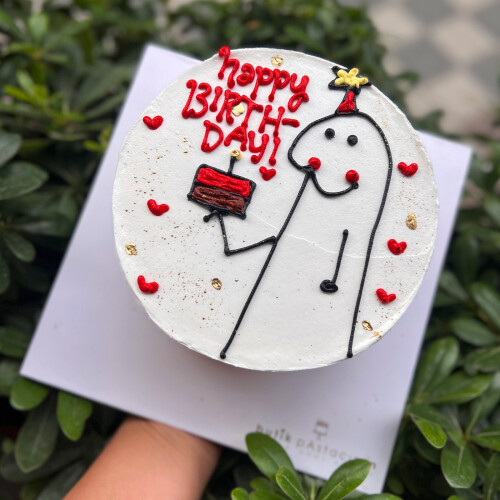Happy Birthday Çizimli Yazılı Pasta