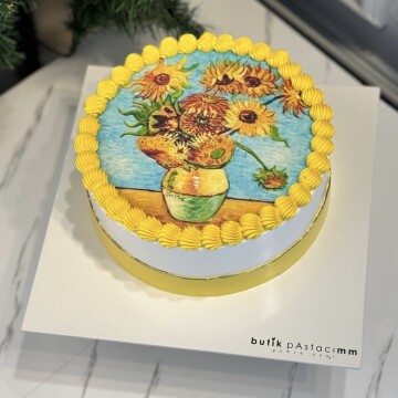Ayçiçeği Resim Baskılı Pasta