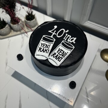 Bardak Çizimli Yazılı Pasta