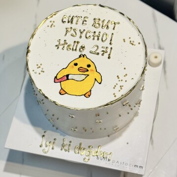 Belalı Civciv Çizimli Pasta