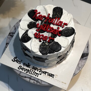 Beşiktaş Temalı Yazılı Pasta