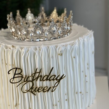 Birthday Queen Taçlı Pasta (Simli Pasta Üfleme)