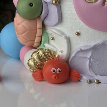 Deniz Canlıları Temalı Bir Yaş Çocuk Pastası