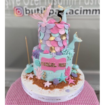 Deniz Kızı Konseptli Kız Çocuk Pastası