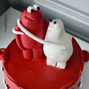 Komik Sevgili Pastası (Kırmızı)