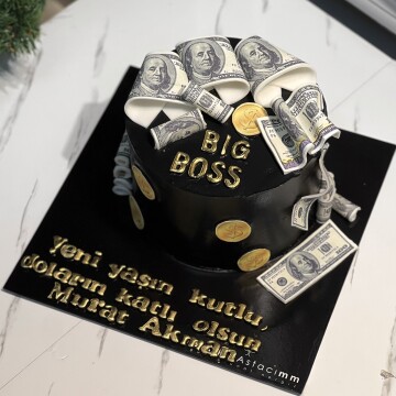 Para Detaylı Big Boss Yazılı Pasta