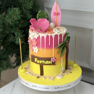 Renkli Yaz Temalı Çocuk Pastası