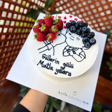Sevgiliye Özel Meyveli Yazılı Pasta