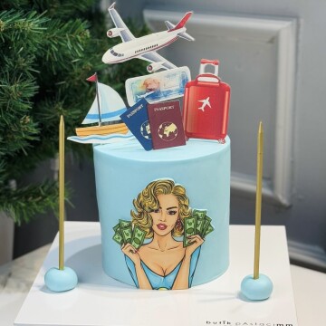 Seyahat Temalı Tasarım Pasta