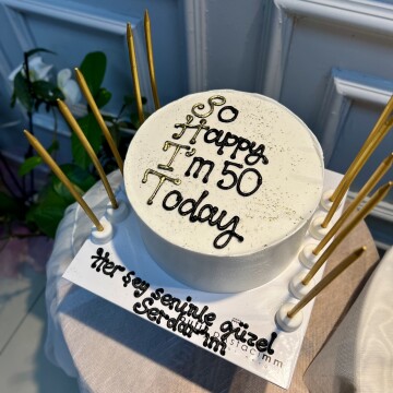 So Happy Im 50 Today Yazılı Pasta