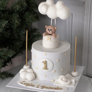 Uçan Balonlu Ayıcık Pasta