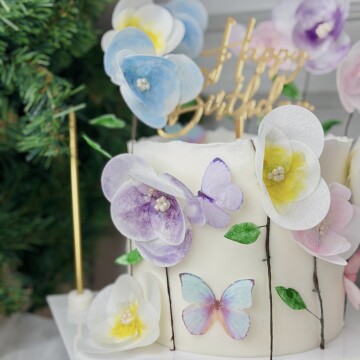 Wafer Paper Çiçekli Tasarım Pasta