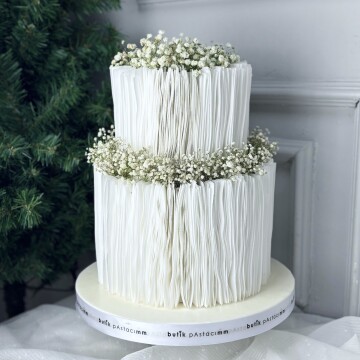 Wafer Paper Tasarımlı Nişan Pastası